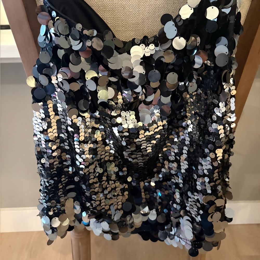 Bohme Shimmering Black and Silver Mini Skirt